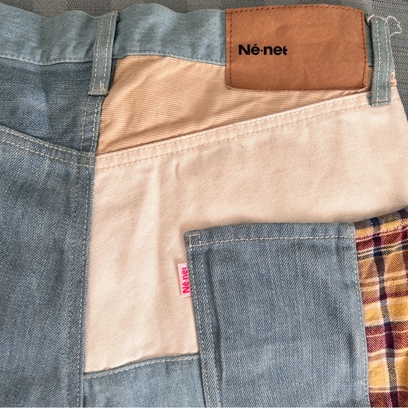 Issey Miyake Nē-net Patchwork Denim Shorts size 2 Women’s Rare Japanese - Picture 4 of 9